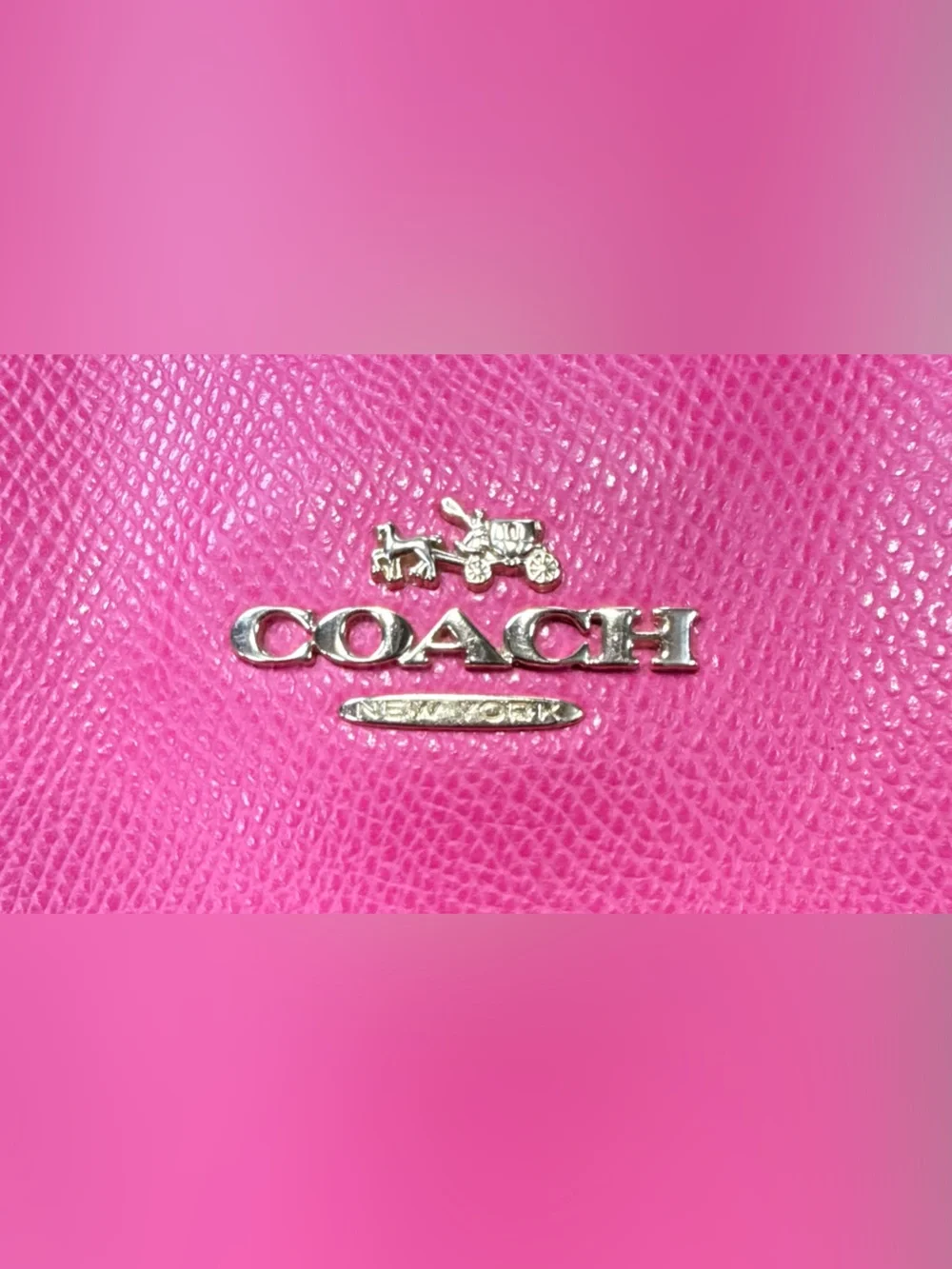 Coach Fuchsia Leather Tote with Gold Hardware